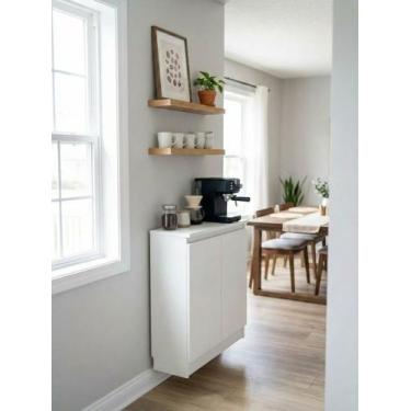 Imagem de Aparador suspenso cantinho do café para sala 2 portas e 3 prateleiras 