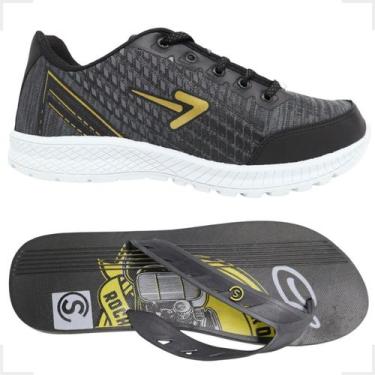 Imagem de Kit GrandeKit Tenis Box 200 e Chinelo Masculino Tamanho Especial Do 45