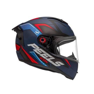 Imagem de Capacete Moto Fechado Peels Icon Element, Azul Fosco com Vermelho, 56