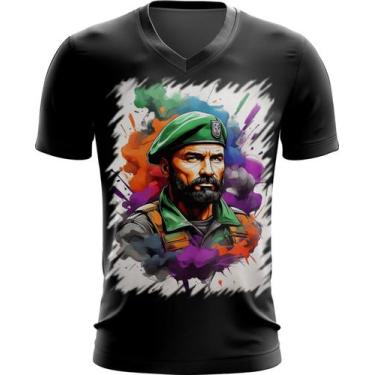 Imagem de Camiseta Gola V Boina Verde Soldado Batalhão 3 - Kasubeck Store, P