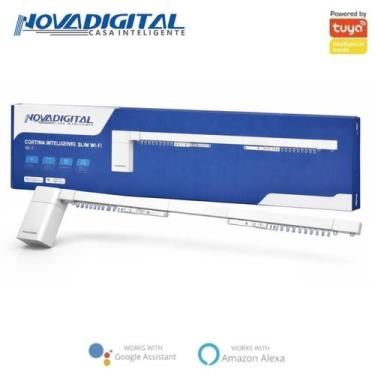 Imagem de Cortina Automática Inteligente WiFi Trilho Motorizado NovaDigital Slim