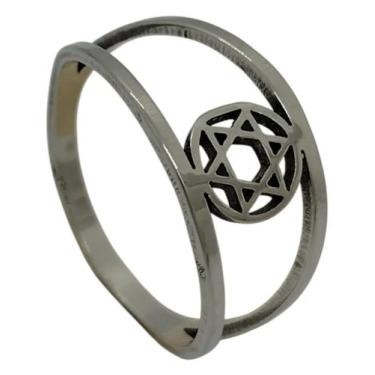 Imagem de Anel Duplo Estrela de Davi Selo de Salomão Aço Inox 316L - Magazine wo