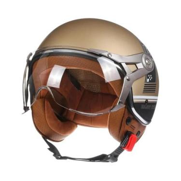 Imagem de Capacete De Moto Vintage Retrô Aberto DOT 3.4 Para Homens E Mulheres C