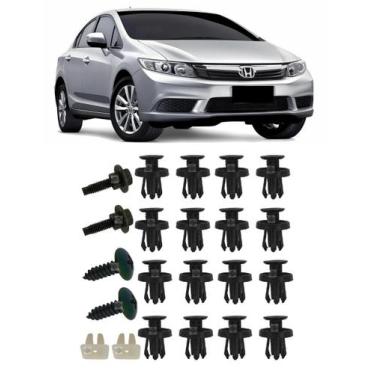 Imagem de Kit 22 Presilhas Grampo Parachoque Dianteiro Civic 2012 2017 - Plastca