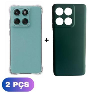 Imagem de Kit Capa Colorida + Capinha Transparente P/ Moto Edge 60 5g - Generica