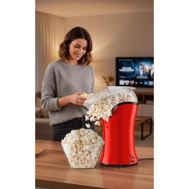 Imagem de Pipoqueira Elétrica Rápida 1200W Vermelha  Pipoca Saudável - Congratul