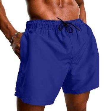 Imagem de Short Tactel Masculino Praia Liso com Bolsos Cós Elástico Cordão Ajustável-Masculino