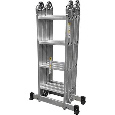 Imagem de Escada Multifuncional Prime 16 Degraus Alumínio 4,12 M Leve Com Travamento Automático E...