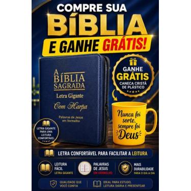 Imagem de Bíblia Sagrada Possui Letras Confortáveis Harpa Cristã Tamanho Grande 