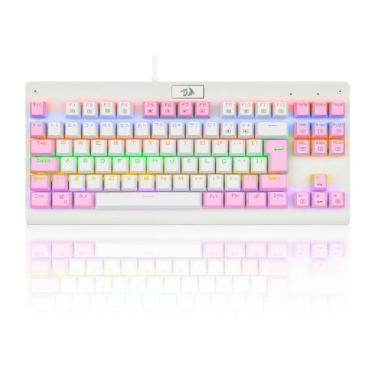 Imagem de Teclado Mecânico Gamer Redragon Dark Avenger, Rainbow Branco e Rosa, S