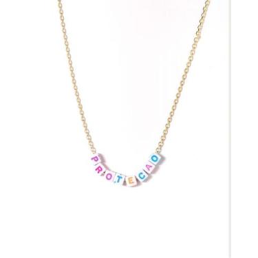Imagem de Colares chocker miçangas coloridas Proteção folheado a ouro - Dondocas