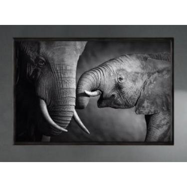 Imagem de Quadro Decorativo Elefante 80x120cm com Moldura em Metal Preto - PARIS