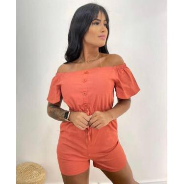 Imagem de Macaquinho ombro a ombro - Andreza basilio moda feminina, M, Goiaba