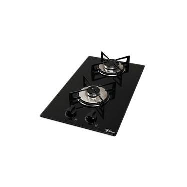 Imagem de Fogão Cooktop a Gás Fischer 2Q Loft 2 Bocas Vidro Temperado Supervisor de Chama Preto Bivolt