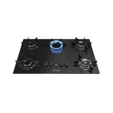 Imagem de Cooktop a Gás Mueller Mcg115bb 5 Bocas Vidro Temperado com Queimador Ultra Chama Preto Bivolt