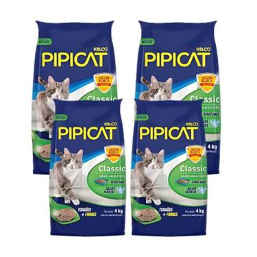 Imagem de Areia Sanitária para Gatos Classic Pipicat 4kg - Kit 4 un