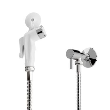 Imagem de Ducha Higiênica Luxo Cromado e Branca 1/4 De Volta Blukit