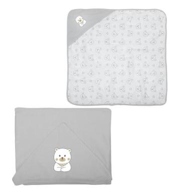 Imagem de Toalha De Banho Para Bebe De Plush 68CMX68CM Incomfral, CinzaUrso