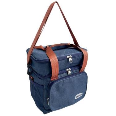 Imagem de Bolsa Térmica Lancheira Grande Duplo Compartimento Marmita Cor:Azul - 