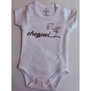Imagem de Body careca manga curta babyhood cheguei unissex, Branco, Rn