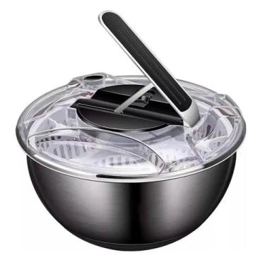 Imagem de Secador de Salada Inox Lava e Seca Alface Verduras Legumes Prático Cen