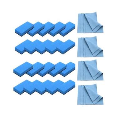 Imagem de Esponja De Cerâmica Azul E Pano De Microfibra Para Limpeza De Carros C