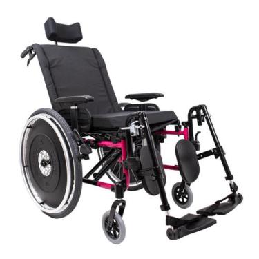 Imagem de Cadeira de Rodas AVD Alumínio Reclinável 42Cm Rosa Pink Ortobras, Rosa