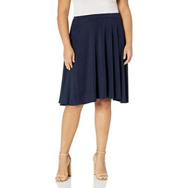 Imagem de Star Vixen Saia patinadora feminina plus size na altura do joelho, Azul marino, 3X
