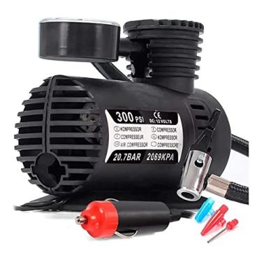 Imagem de Compressor De Ar 12v 300 Psi 3 Bicos Automotivo Adaptadores Pneu de Carro Moto Bicicleta Bola Inflável