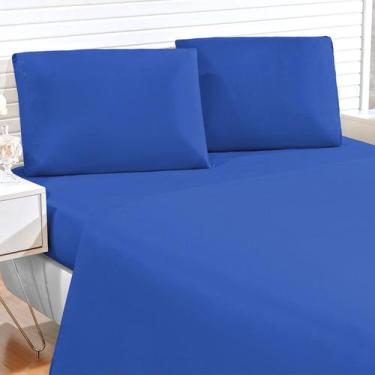 Imagem de Kit De Lençol Azul Microfibra 4 Peças Queen Size - Moda Casa Enxovais
