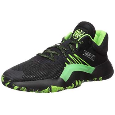 Imagem de adidas Tênis de basquete masculino original Pro Bounce 2018 Low, Preto/Team Solar Verde/Prata Metálico, 8