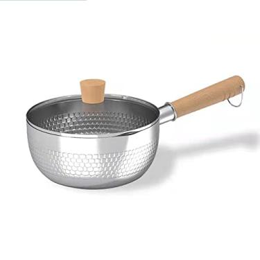 Imagem de Scizorito Panela de aço inoxidável 304, cabo anti-escaldante de madeira maciça com gancho, panela multiuso com bicos de despejo, panela de molho, panela de cozinha (1,7 litros/2,2 quartos/3,0 quartos) (7,8 polegadas 2,2 quartos)