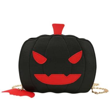 Imagem de Bolsa de Abóbora Taco Y2K Corrente Gótica Halloween Crossbody Ombro Kawaii Emo Grunge Alt Estética Dark Academia, Preto, Large, Clássico