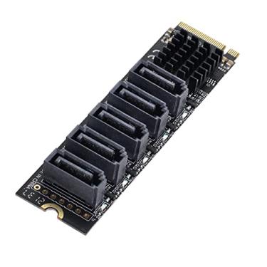 Imagem de Cablecc NGFF NVME M-Key PCI Express para SATA 3.0 6Gbps 5 portas adaptador conversor placa de extensão de disco rígido JMB585 2280