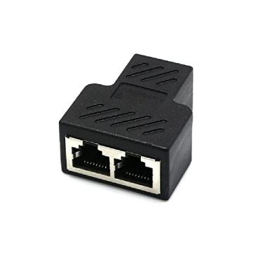 Imagem de 2 adaptadores de divisor RJ45, 2 formas de cabo Ethernet LAN CAT5/6 com duas portas fêmeas de alto desempenho
