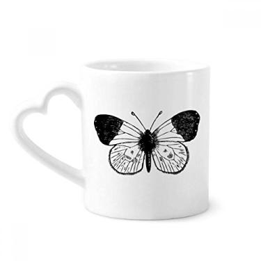 Imagem de Caneca de amostra de borboleta White Wings Caneca de café cerâmica copo de coração de vidro