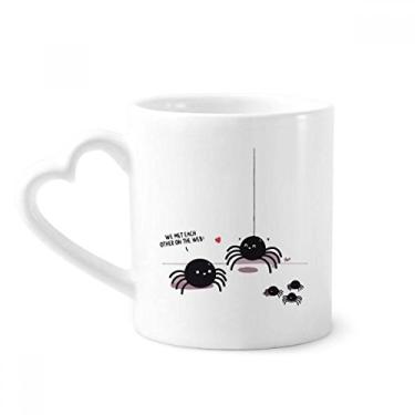 Imagem de Caneca com ilustração de teia de aranha inseto caneca de café cerâmica copo de coração de vidro