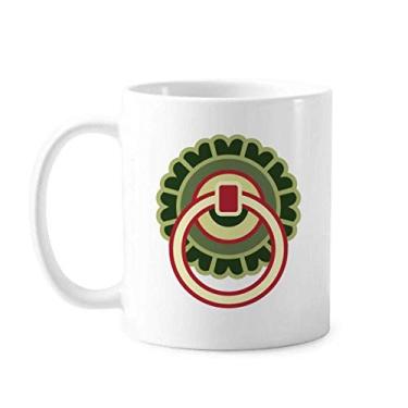 Imagem de Caneca de cerâmica com padrão de porcelana de café em cerâmica com círculo de cobre