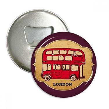 Imagem de RU Londres Vermelho Dois Andares Carimbo de Ônibus Abridor de Garrafas Imã de Geladeira Emblema Multifuncional