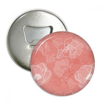 Imagem de Linha de plantas de flor com padrão de peônia, abridor de garrafas, ímã de geladeira, emblema multifuncional