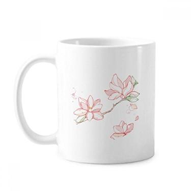 Imagem de Aquarela de folhas de pêssego caneca de cerâmica xícara de porcelana de café