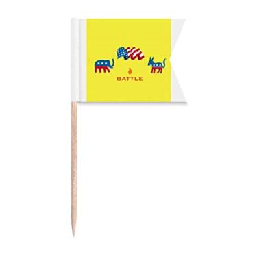 Imagem de Bandeiras de palito de dente Donkey Elephant Fight President, marcação de rotulagem para festa bolo comida prato de queijo