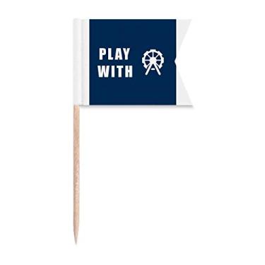 Imagem de Jogo de roda-gigante Art Deco, presente moderno, bandeiras de palito de dentes, marcação de rotulagem para bolo de festa, prato de queijo