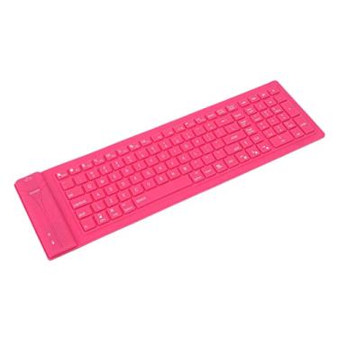 Imagem de Teclado Dobrável de Silicone Bluetooth, 108 Teclas à Prova D'água Rollup Keyboard, Teclado Universal Silencioso, para PC Notebook Laptop (Rosa)