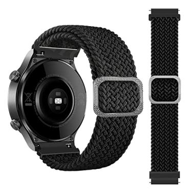 Imagem de HAZELS Pulseira de relógio inteligente de nylon para 20mm 22mm Universal trançado Solo Loop Watch4 40 44 Classic 46 42mm Strap (Cor: Preto, Tamanho: 20mm Universal)