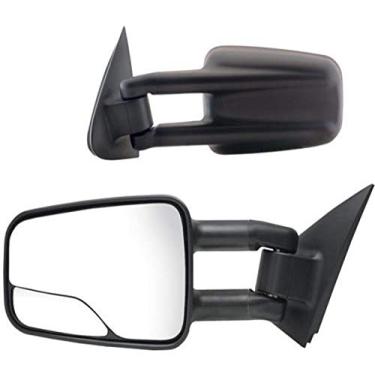 Imagem de Fit System Par de espelhos de reboque para Suburban, Escalade, Avalanche, Yukon, Tahoe, Silverado, Sierra, Silverado/Sierra Classic, Manual, Texturizado Preto