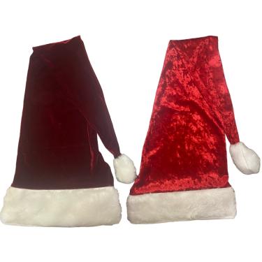 Imagem de Gorro Touca De Papai Noel Veludo Longo Com Pelucia Super Luxo Gorrinho Natal Santa Claus Mamãe Noel Acessório Natalino