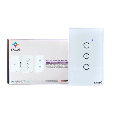 Imagem de EKAZA Interruptor Inteligente, Touch, Zigbee 3.0, 4x2, 3 Botões, Branco, Compativel com Google home e Alexa, T207-3ZW