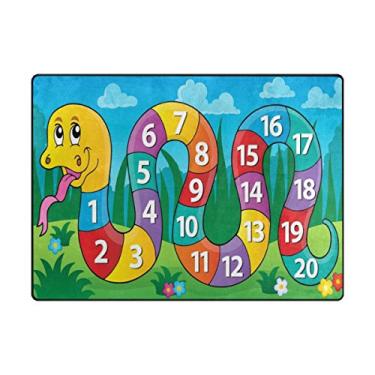 Imagem de My Little Nest Tapete infantil infantil com números de cobra, tapete de área para jogo de tabuleiro para bebês meninos e meninas, antiderrapante, macio, educativo, divertido, para quarto, sala de aula, berçário, 1,2 m x 1,6 m