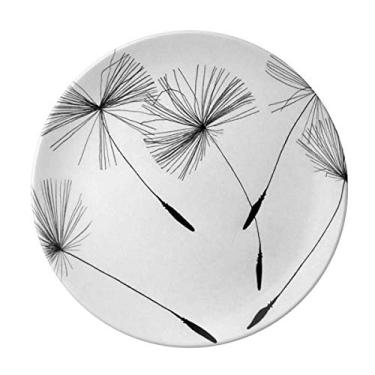 Imagem de Prato de dente-de-leão branco preto cinza salver louça louça jantar